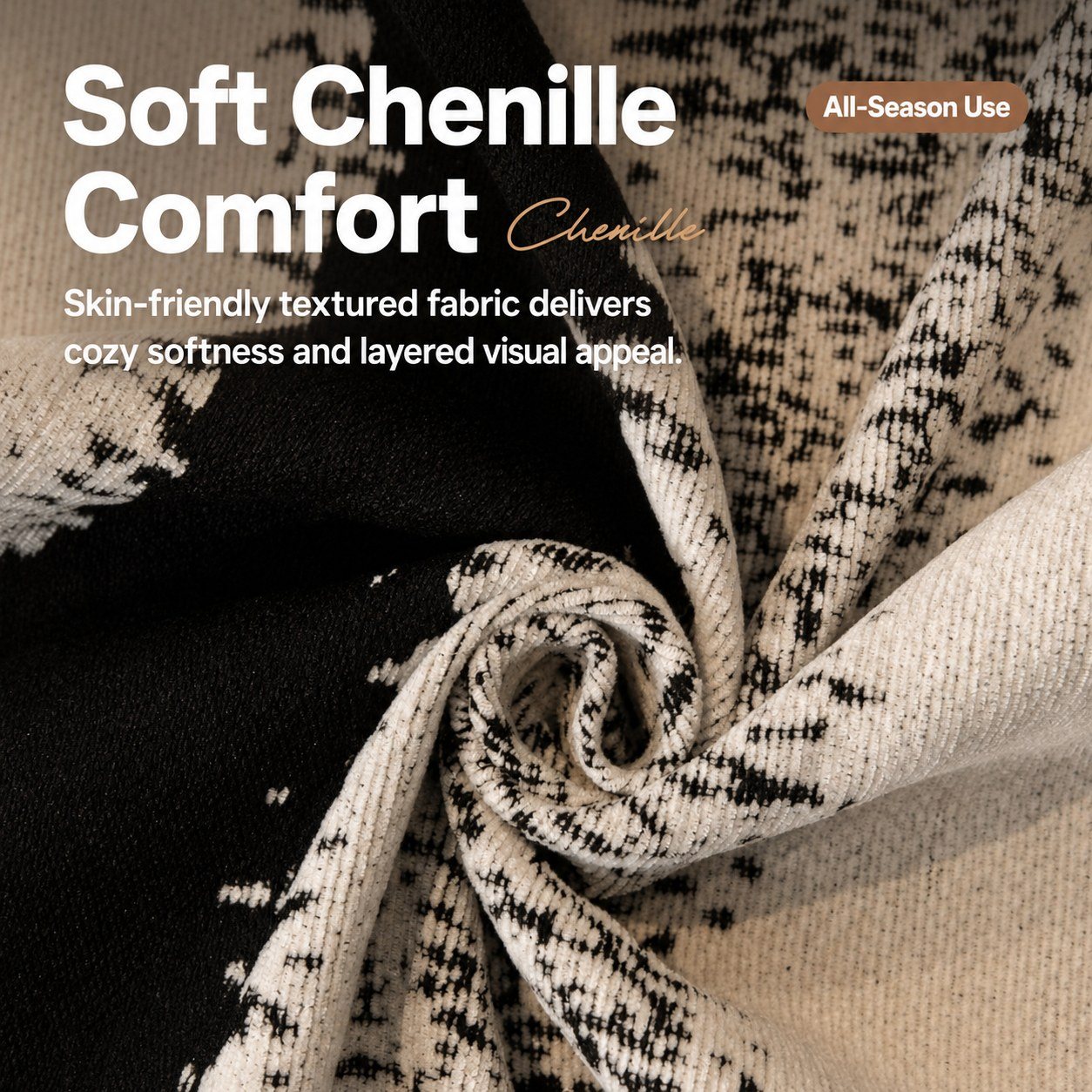 Timeless Black & White abstract black-and-white stripe embroidered sofa throw — image 2